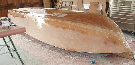 Malahini hull fiberglassed