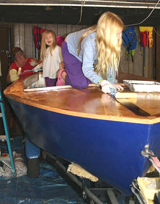 My wife working on the boat!