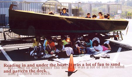 Reading under the boat